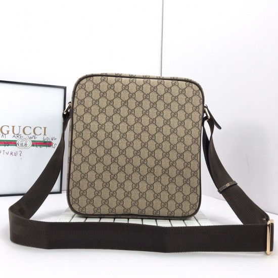 Gucci GG  Monogram Canvas Coated Messenger Bag