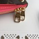 LOUIS VUITTON BROWN MONOGRAM COATED CAVAS AND CERISE LEATHER PALLAS BB GOLD HEARDWARE