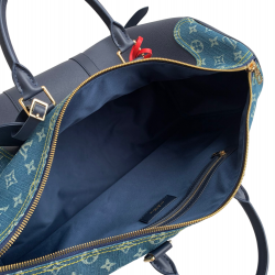 Monogram Keepall Bandouliere 55 denim travel bag